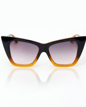 Oversized Cat Eye Solbriller - Mørkebrun til Orange Fade